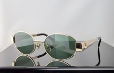 Celine Triomphe Metal CL40235U 30N Gold / Green Lenses Oval Sunglasses 100% UV picture