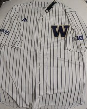 adidas Washington Huskies Mens 2XL White Pinstripe Baseball Jersey Big 10 NWT picture