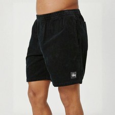 STUSSY AU Wide Wale Cord Beach Shorts Corduroy-Black, Size: 28, 30, 32, 34, 36 picture