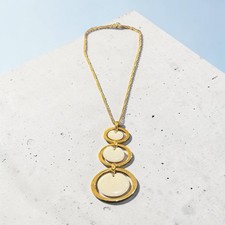 VTG Crown Trifari Lucite large statement pendant necklace gold tone 20