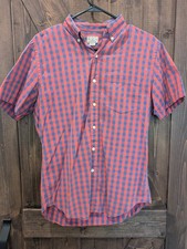 J.Crew Men's Button Up Short Sleeve - Slim Fit, Small - Red and Blue checkered picture