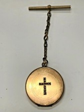 Antique Art Nouveau Gold Filled Marked J.M.F. & CO. Cross Black Stones Packet  picture