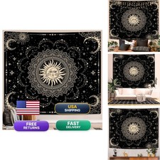 ARTCREATOR Sun And Moon Tapestry, Black Golden Mandala Tapestries Astrology picture