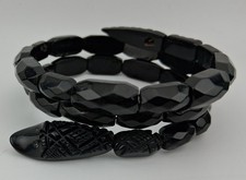 Antique Victorian Jet? Black Serpentine Snake Coil Wrap Bracelet Needs Repair picture