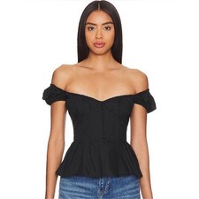 Bardot Black One-Shoulder Peplum Corset Top Size 10 New With Tag picture
