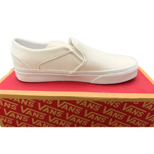 Vans Women’s Asher Slip-On Sneakers True White Canvas Low Top Casual Shoes, 6.5 picture