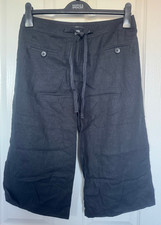 M&S Women Linen-rich Short Trousers, size 10S, Black picture