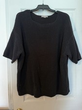 Woman Within Black Short Sleeve Plus 2X (26/28) Pullover Sweater picture