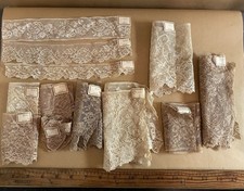 Antique Lace Sample Lot 12 Tagged French Depose Lace Swatches Textile Study picture