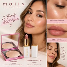 Mally Beauty 2pc Bundle Heavenly Luminizer + Teehee Lipstick Full Size picture