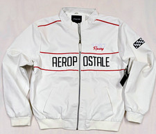 Aéropostale Men's Leather Racing Full Zip Stand-Up Jacket Logo L NWT picture