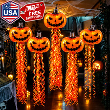 7PC Halloween Decorations Pumpkin Balloons Spiral Tassel Backdrop Party picture