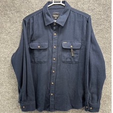Brixton Bowery Flannel Shirt Mens Medium Navy Blue Vegan Wool Standard Fit NWT picture