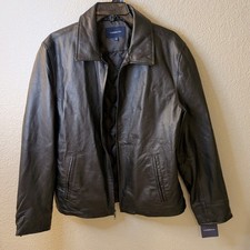 NEW Croft and Barrow Leather Coat Jacket Men's Large Black Leather Jacket  picture