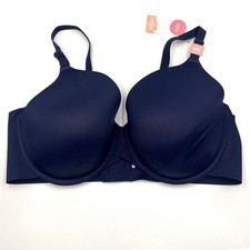 Cacique Totally Smooth Lightly Lined Full Coverage Bra Navy Blue 40DD New picture