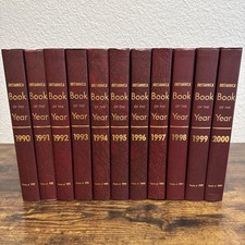 Brittanica Book Of The Year Lot 1990- 2000 Set Of 11 History Home School Decor picture