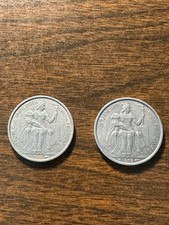 1952 French Oceania 5 Francs (lot of 2 coins)  EXTREMELY FINE CONDITION picture