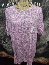CROFT & BARROW, WOMEN'S NEW ORCHID/PINK COTTON SHORT SLEEVED FLORAL TEE, SIZE 2X picture