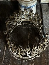HUGE 1800s Italian Gilt Antique Wrought Iron 18 Candle Prickets Holders Circular picture