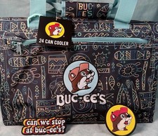 New Buc-ees Travel Soft Cooler Bag 24 CANS Bucees Embroidered w/ 2 Iron On Patch picture