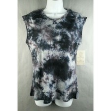 NWT Womens Balance Collection Black Plum Tie Dye Sleeveless Shirt Tank picture