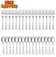 32-Piece Forks and Spoons Set, Premium Stainless Steel Silverware, Mirror Polish picture