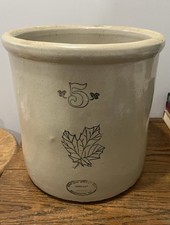 VINTAGE PRIMITIVE WESTERN STONEWARE COMPANY #5 GALLON CROCK MONMOUTH ILL picture