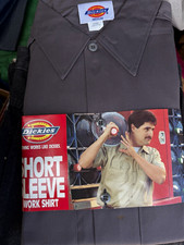 Vtg 80s 90s Dickies Short Sleeve Work Shirt Deadstock Sealed NOS Charcoal Grey M picture