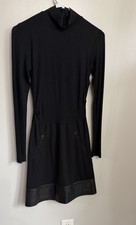 Atelier Nicole Miller P Black Dress Genuine Leather Trim Made USA Vintage - P (s picture
