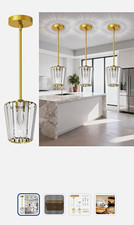 Rayspan 3 Pack Crystal Pendant Lights Kitchen Island - Modern Gold Pendant Light picture