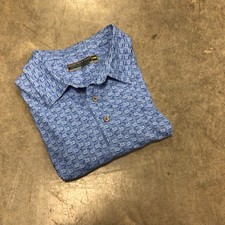 Roundtree & Yorke Performance Men's Size2XB Blue Patterned Fairway Polo Shirt picture