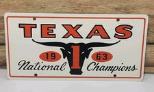 Vintage 1963 Texas Longhorns  National Champions Football Metal License Plate picture