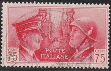 BS Stamp Italy SC 417 WWII War Socialist 3rd Reich Hitler Mussolini Axis U picture