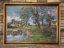 August Vilhelm Dencker Original Large Oil Painting “Landscape - 1943” Signed  picture