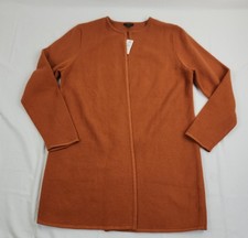 Talbots Waffle Knit Open Front Cardigan Sweater Women LP Rust Orange Textured  picture