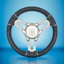 Verona Boat Steering Wheel Gray Brushed Aluminum Spokes KEYED or SPLINED HUB picture