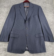 Dei Giovani Sport Coat Mens EU 58 Blue Herringbone Tweed 100% Cashmere Italy picture