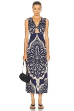 Johanna Ortiz Palma Sevillana Navy Ecru Voyage Ankle Dress Size 10 $1450 picture