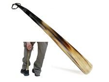 ShoeHorn Made with Real Horn Handmade Long Grip handle Shoehorn for Men 15-16in picture