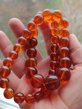 Amber Beads.Vintage USSR.Weight 68 g.Beautiful Orange Color.Necklace.1970s. picture