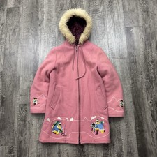 Vintage Northern Sun Alaska Arctic Inuit Embroidered Wool Coat Jacket Pink Sz S picture