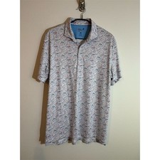 Johnnie-O Golf Polo Shirt Men's L Multicolor Sweet Carolinas Print UPF 50 picture