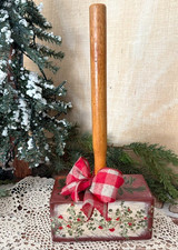 Antique Farmhouse Decorative Tool Primitive Mallet Large Head All-Wooden Hammer picture