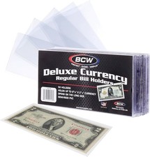 50 BCW Regular Currency Banknotes Sleeves Modern US Size Notes Holder Semi Rigid picture