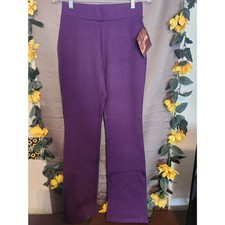 NWT IMAN Global Chic Purple Stretch Pull-On Flare Leg Pants Size XS picture