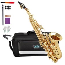 EASTROCK Bb Curved Soprano Saxophone Golden for Beginners Students picture