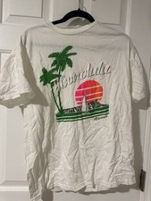 Vintage 90s Sz L Maui Oahu Mol Kauai  Hawaii Beach Surf T-Shirt Single Stitch picture