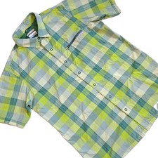 Columbia Men's Shirt Large Green Plaid Short Sleeve Hiking Performance  picture