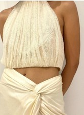 New $290 Auteur Women's Cream Silk Top Size 10 US 6  Stori Silk Tulle picture