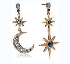 Betsey Johnson Celestial Moon & Star Drop Earrings | Perfect Gift for Her picture